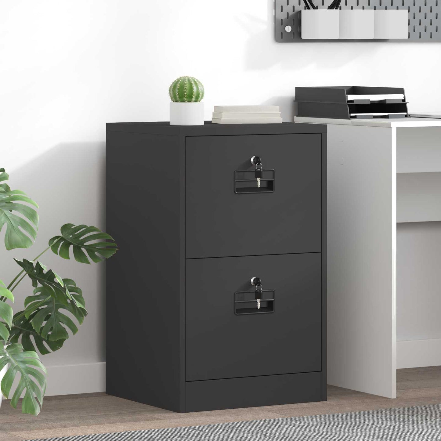 vidaXL Aktenschrank Schwarz 44 x 50 x 106,5 cm Kaltgewalzter Stahl