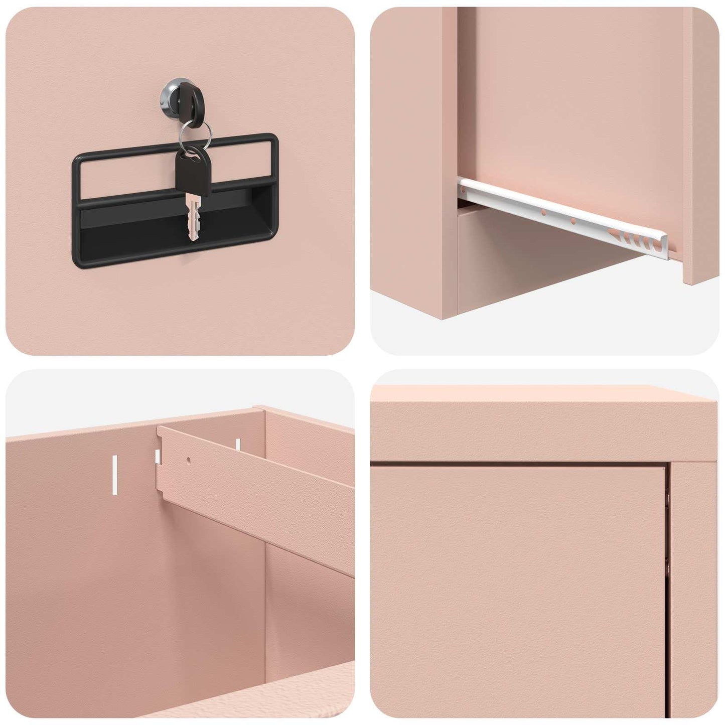 vidaXL Aktenschrank Rosa 44 x 50 x 106,5 cm Kaltgewalzter Stahl