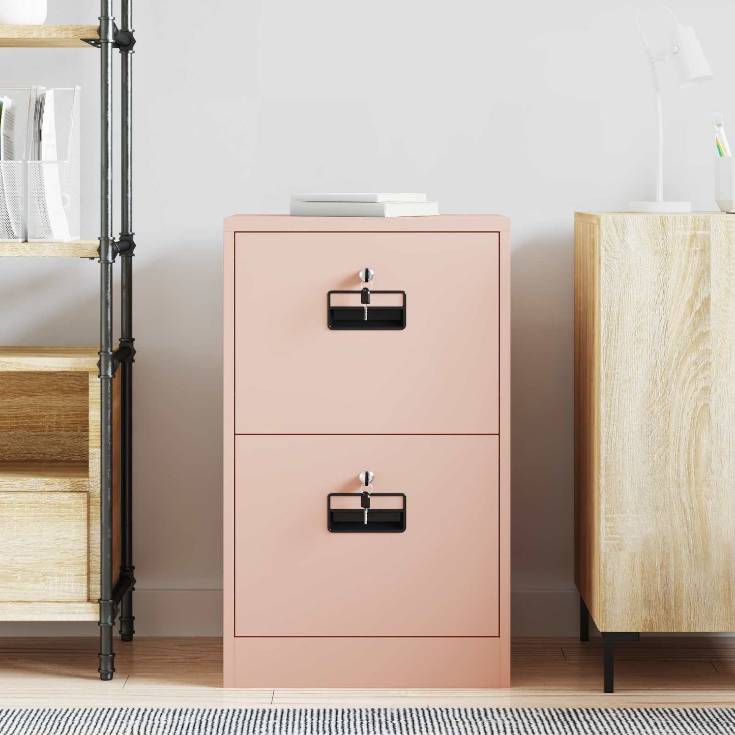 vidaXL Aktenschrank Rosa 44 x 50 x 106,5 cm Kaltgewalzter Stahl