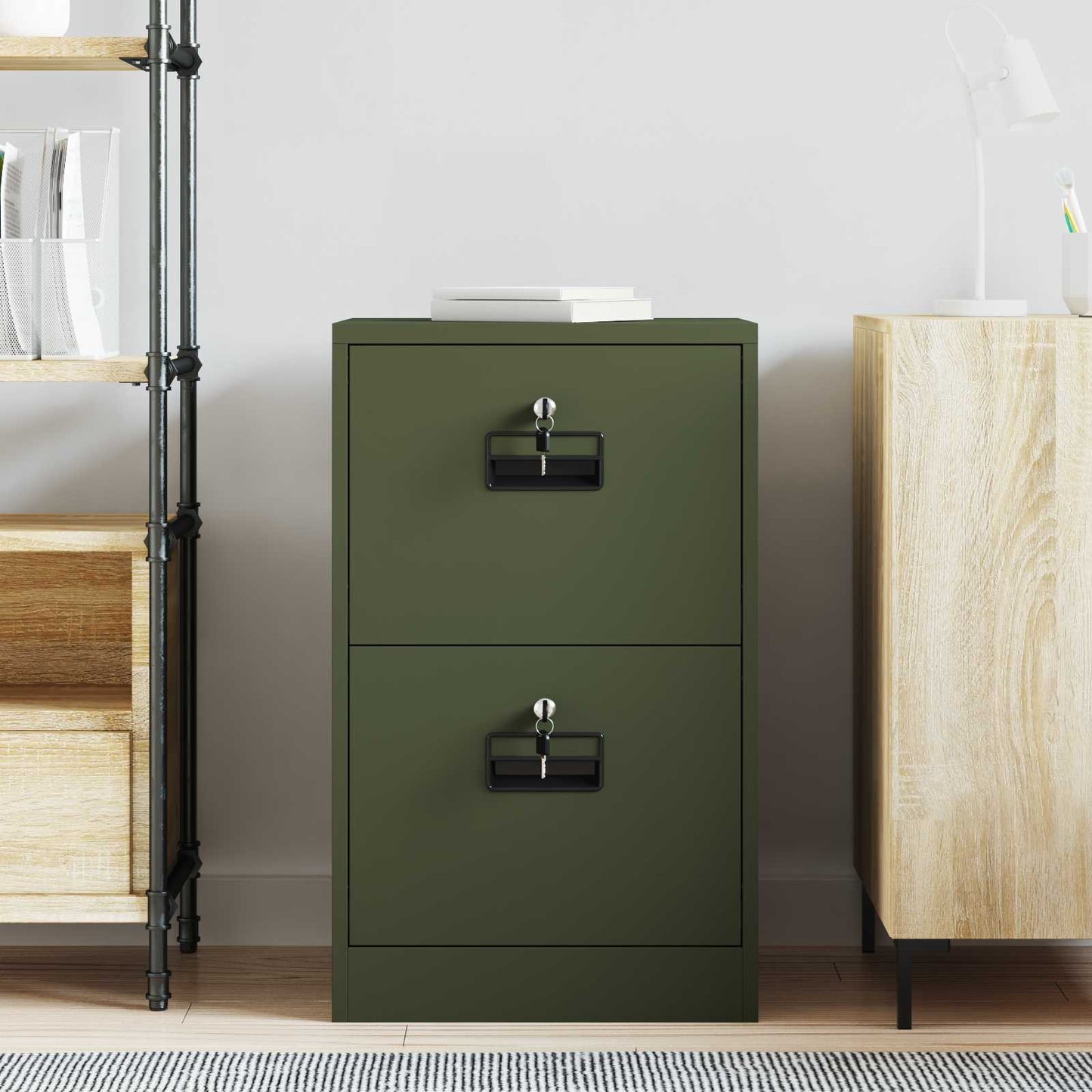 vidaXL Aktenschrank Olive Grün 44 x 50 x 106,5 cm Kaltgewalzter Stahl