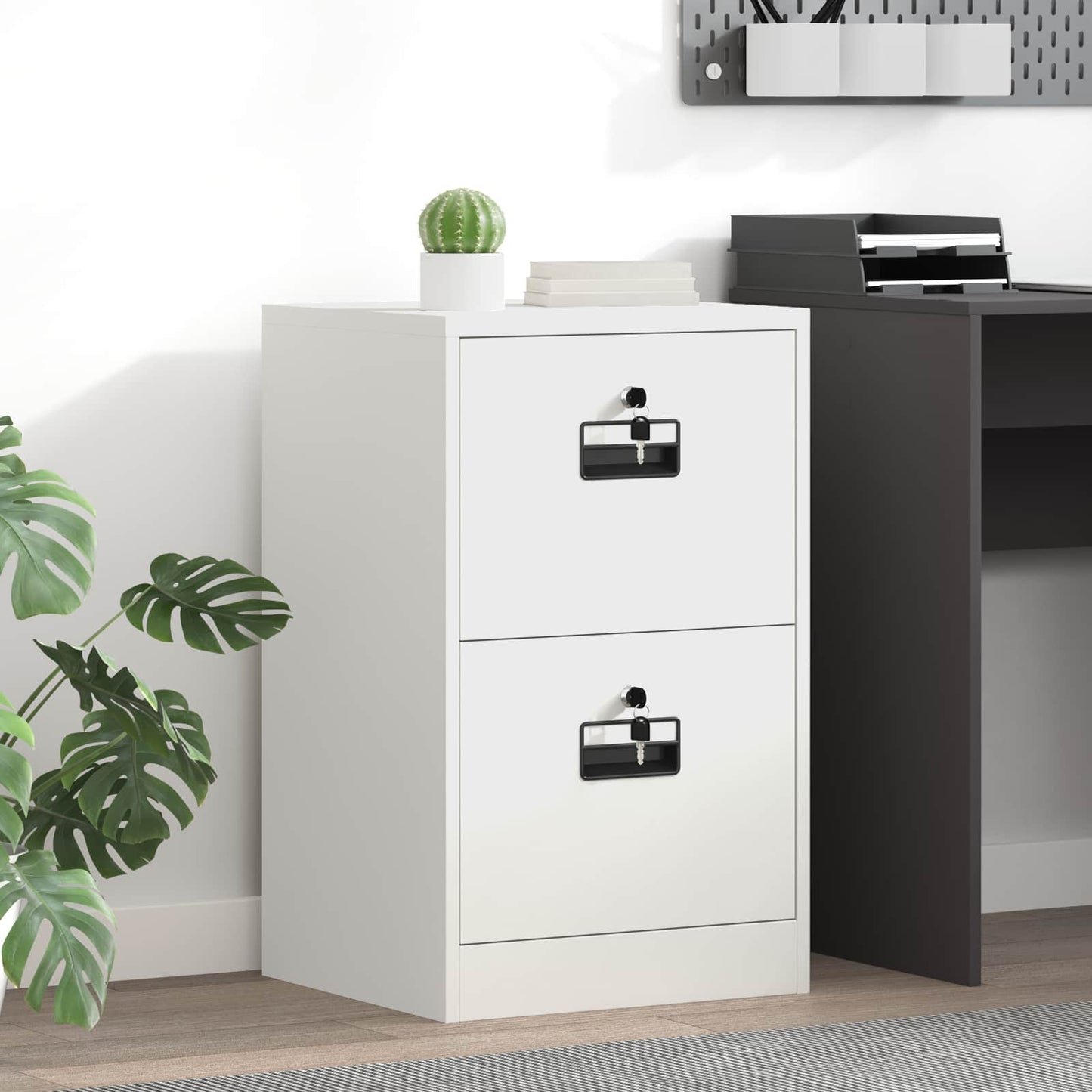vidaXL Aktenschrank Weiß 44 x 50 x 106,5 cm Kaltgewalzter Stahl