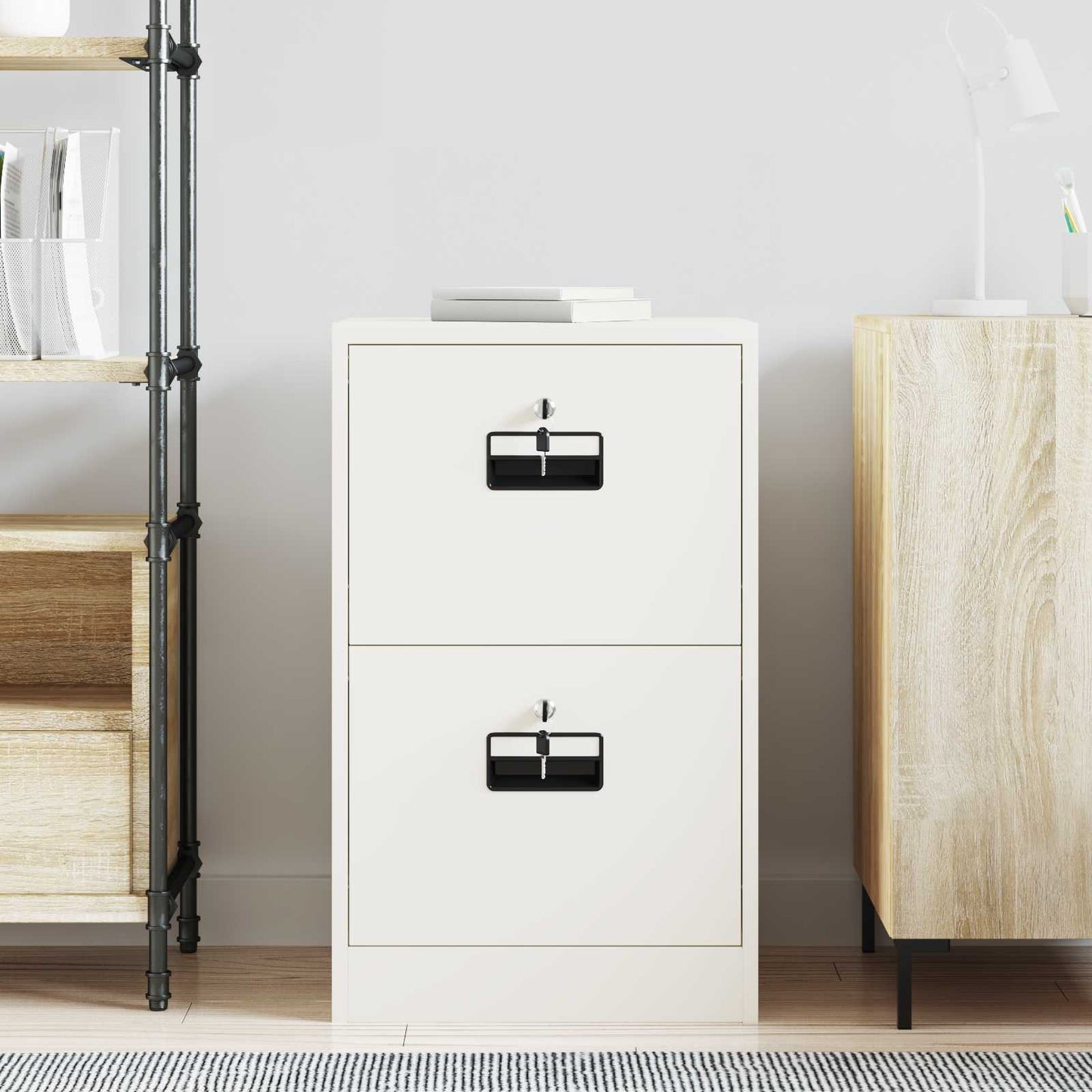 vidaXL Aktenschrank Weiß 44 x 50 x 106,5 cm Kaltgewalzter Stahl