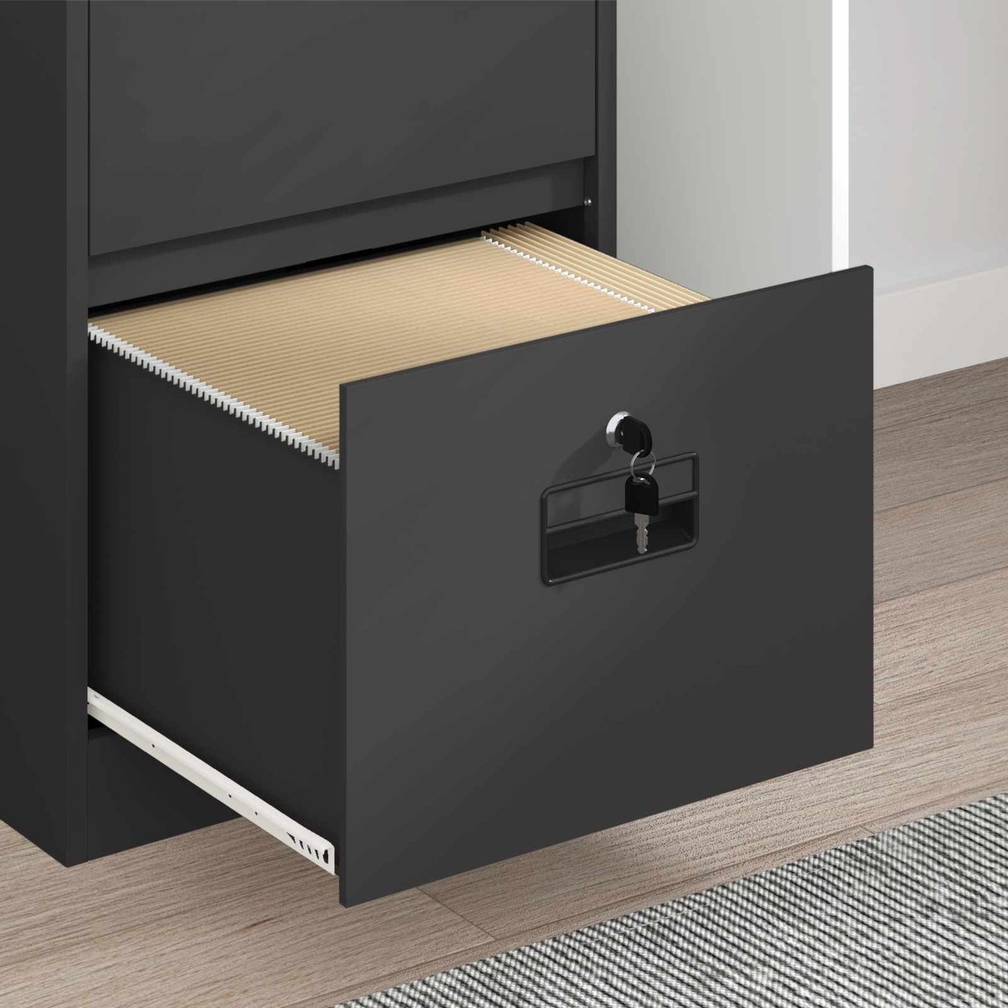 vidaXL Aktenschrank Schwarz 44 x 50 x 106,5 cm Kaltgewalzter Stahl