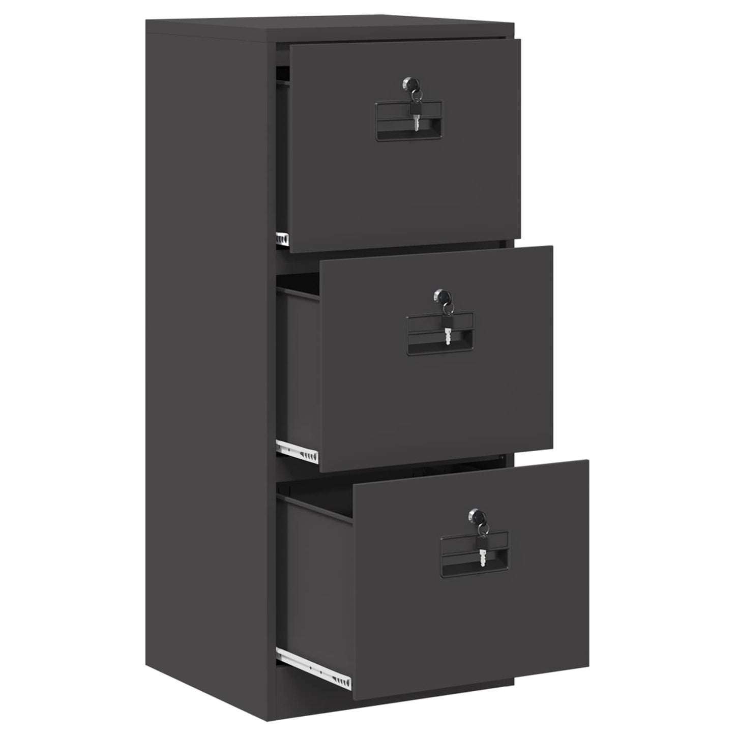 vidaXL Aktenschrank Schwarz 44 x 50 x 106,5 cm Kaltgewalzter Stahl