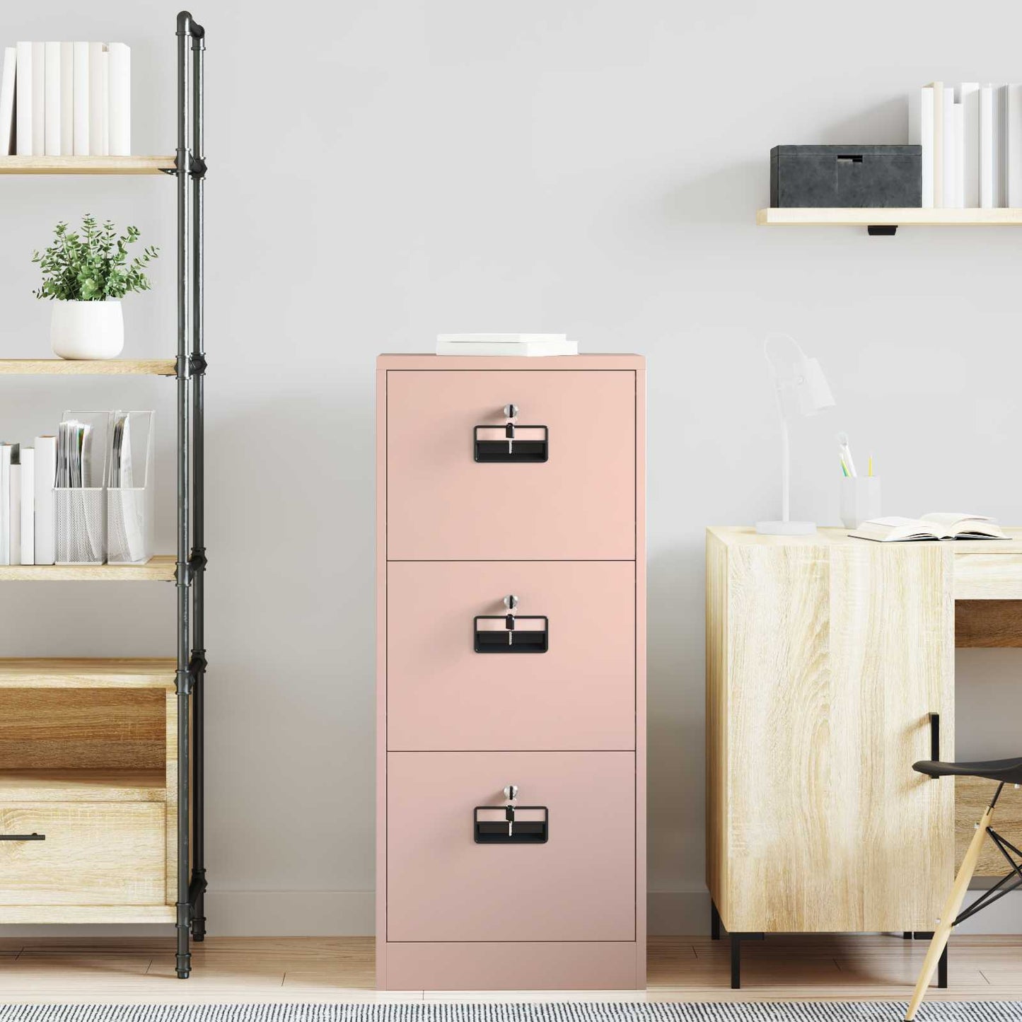 vidaXL Aktenschrank Rosa 44 x 50 x 106,5 cm Kaltgewalzter Stahl