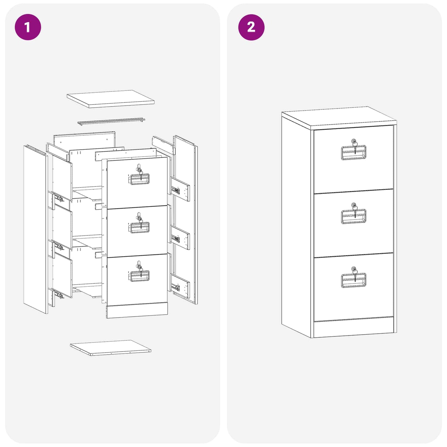 vidaXL Aktenschrank Anthrazit 44 x 50 x 106,5 cm Kaltgewalzter Stahl