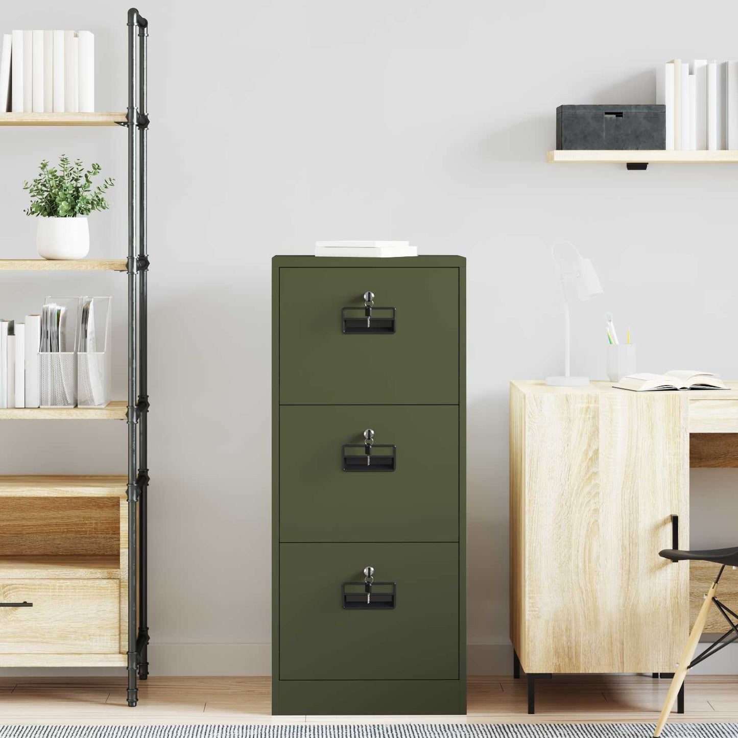 vidaXL Aktenschrank Olive Grün 44 x 50 x 106,5 cm Kaltgewalzter Stahl