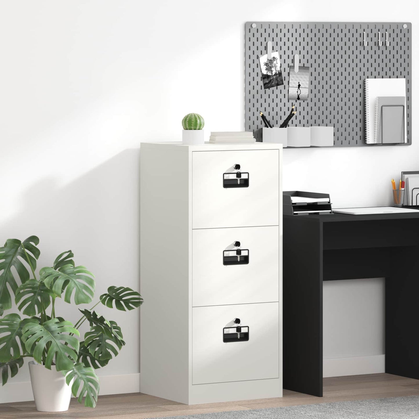 vidaXL Aktenschrank Weiß 44 x 50 x 106,5 cm Kaltgewalzter Stahl