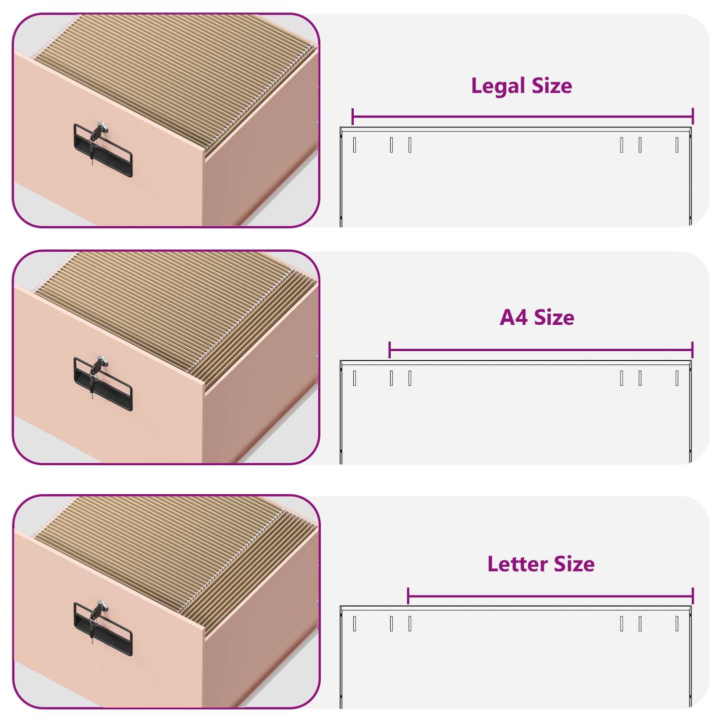 vidaXL Aktenschrank Rosa 44 x 50 x 106,5 cm Kaltgewalzter Stahl