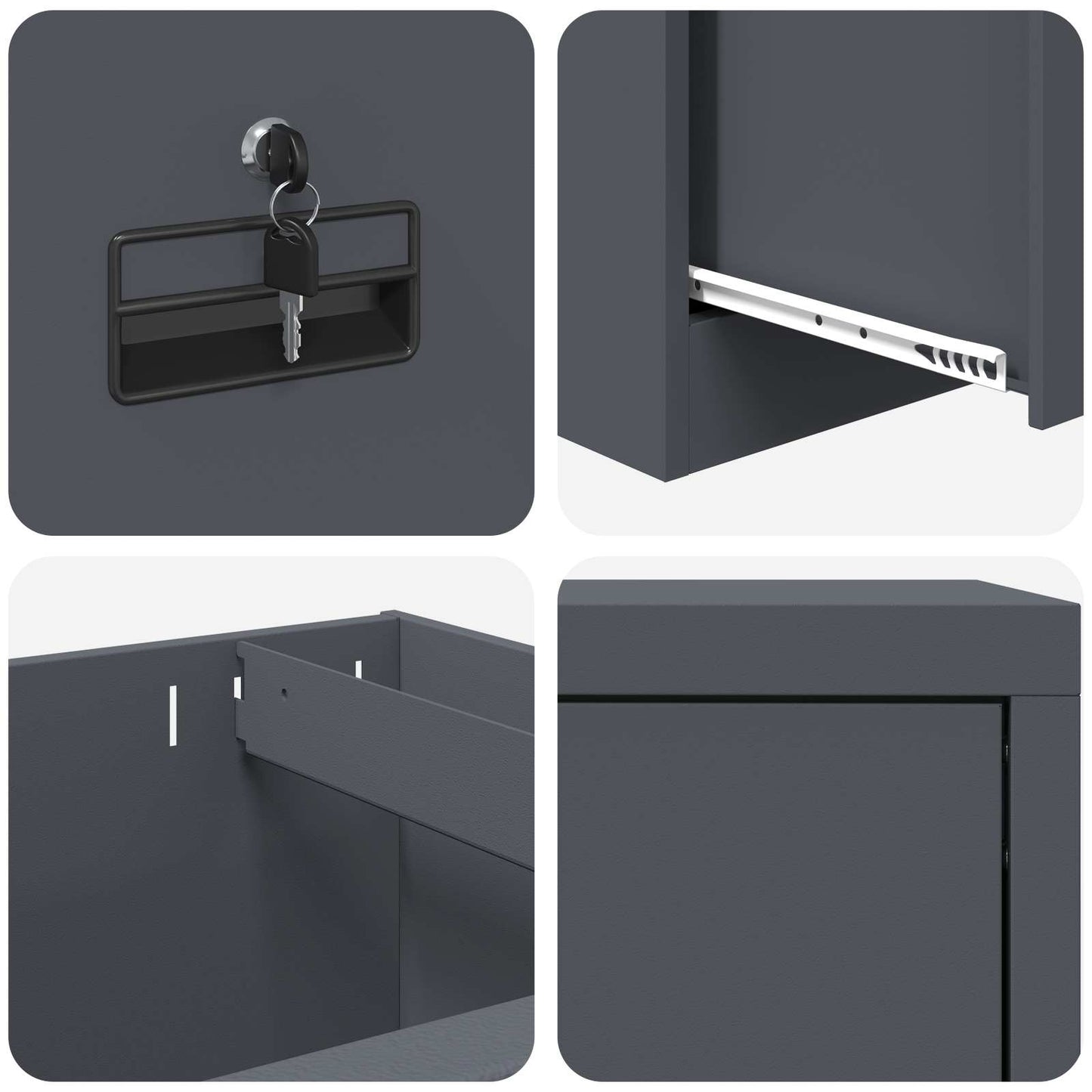 vidaXL Aktenschrank Anthrazit 44 x 50 x 106,5 cm Kaltgewalzter Stahl