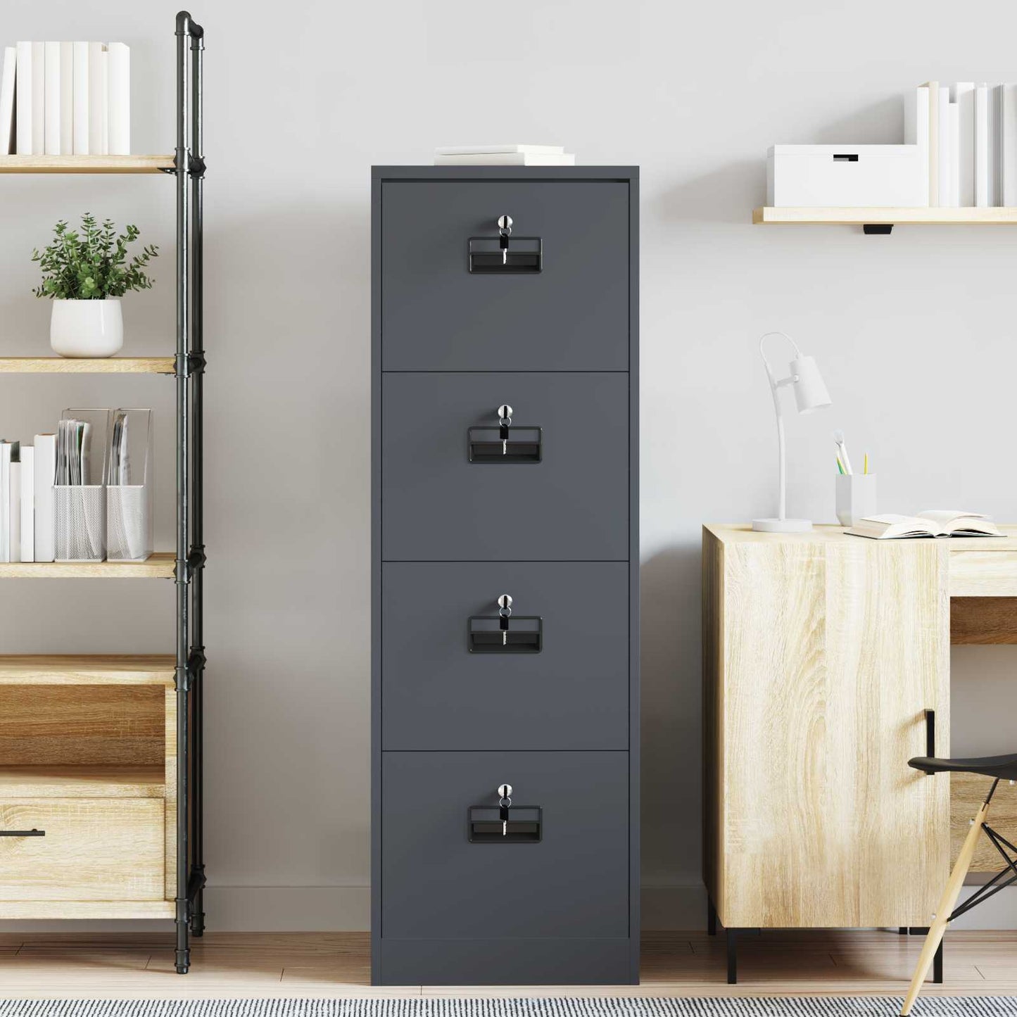 vidaXL Aktenschrank Anthrazit 44 x 50 x 106,5 cm Kaltgewalzter Stahl