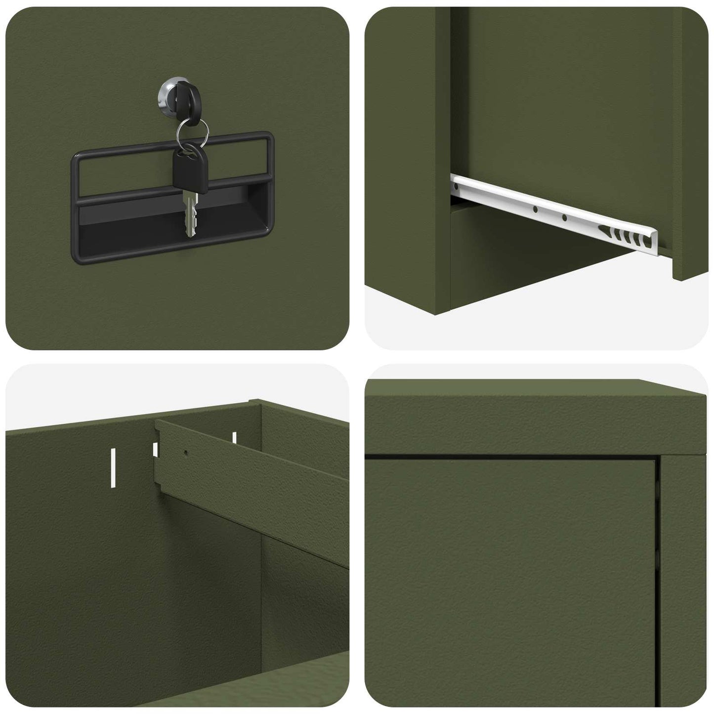 vidaXL Aktenschrank Olive Grün 44 x 50 x 106,5 cm Kaltgewalzter Stahl