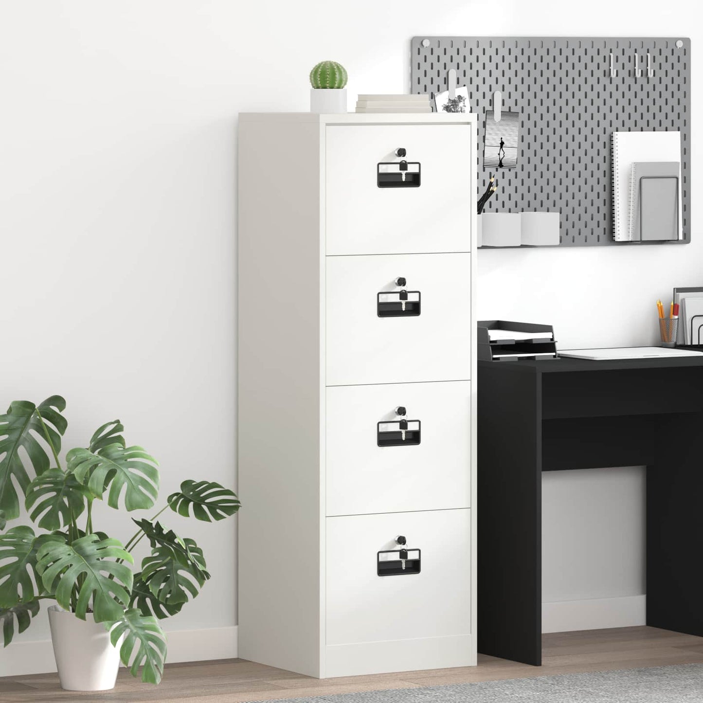 vidaXL Aktenschrank Weiß 44 x 50 x 106,5 cm Kaltgewalzter Stahl