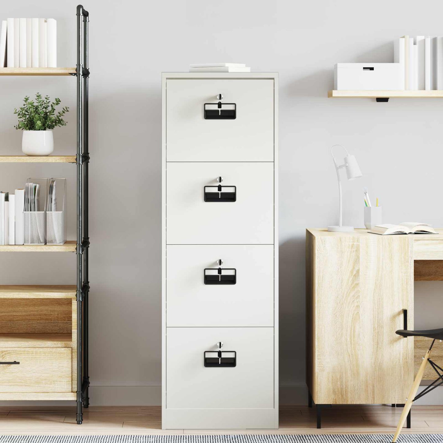 vidaXL Aktenschrank Weiß 44 x 50 x 106,5 cm Kaltgewalzter Stahl