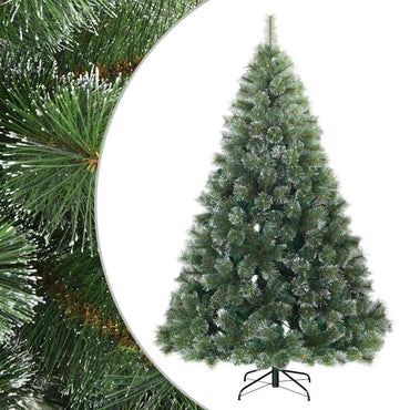 vidaXL Künstlicher Scharnier-Weihnachtsbaum schneebedeckt Grün 180 cm