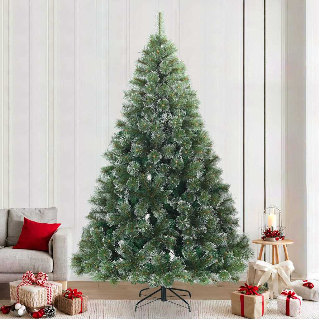 vidaXL Künstlicher Scharnier-Weihnachtsbaum schneebedeckt Grün 240 cm