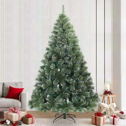 vidaXL Künstlicher Scharnier-Weihnachtsbaum schneebedeckt Grün 240 cm