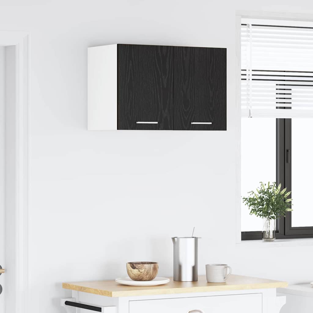 vidaXL Hängeschrank mit Tür Schwarze Eiche und Weiß 30 x 31 x 40 cm