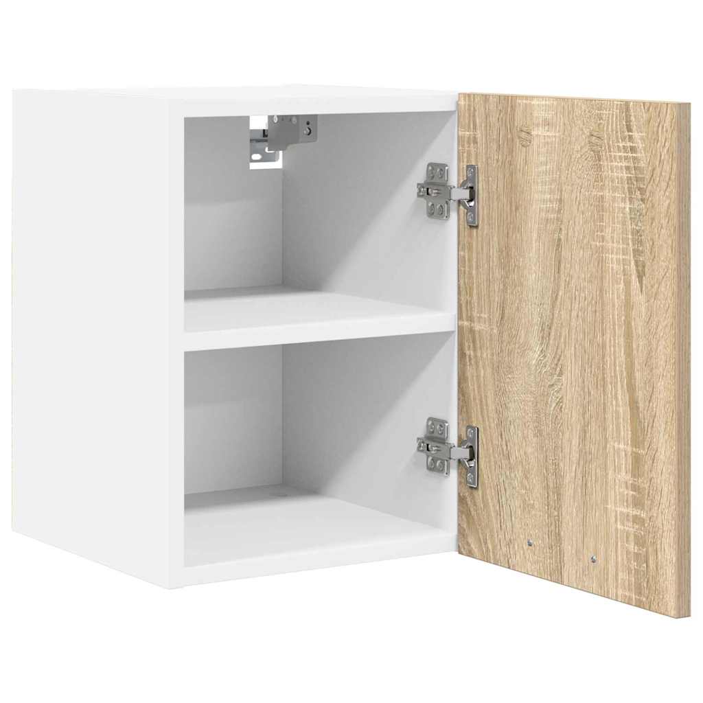 vidaXL Hängeschrank mit Speicher Sonoma-Eiche und Weiß 30 x 31 x 40 cm