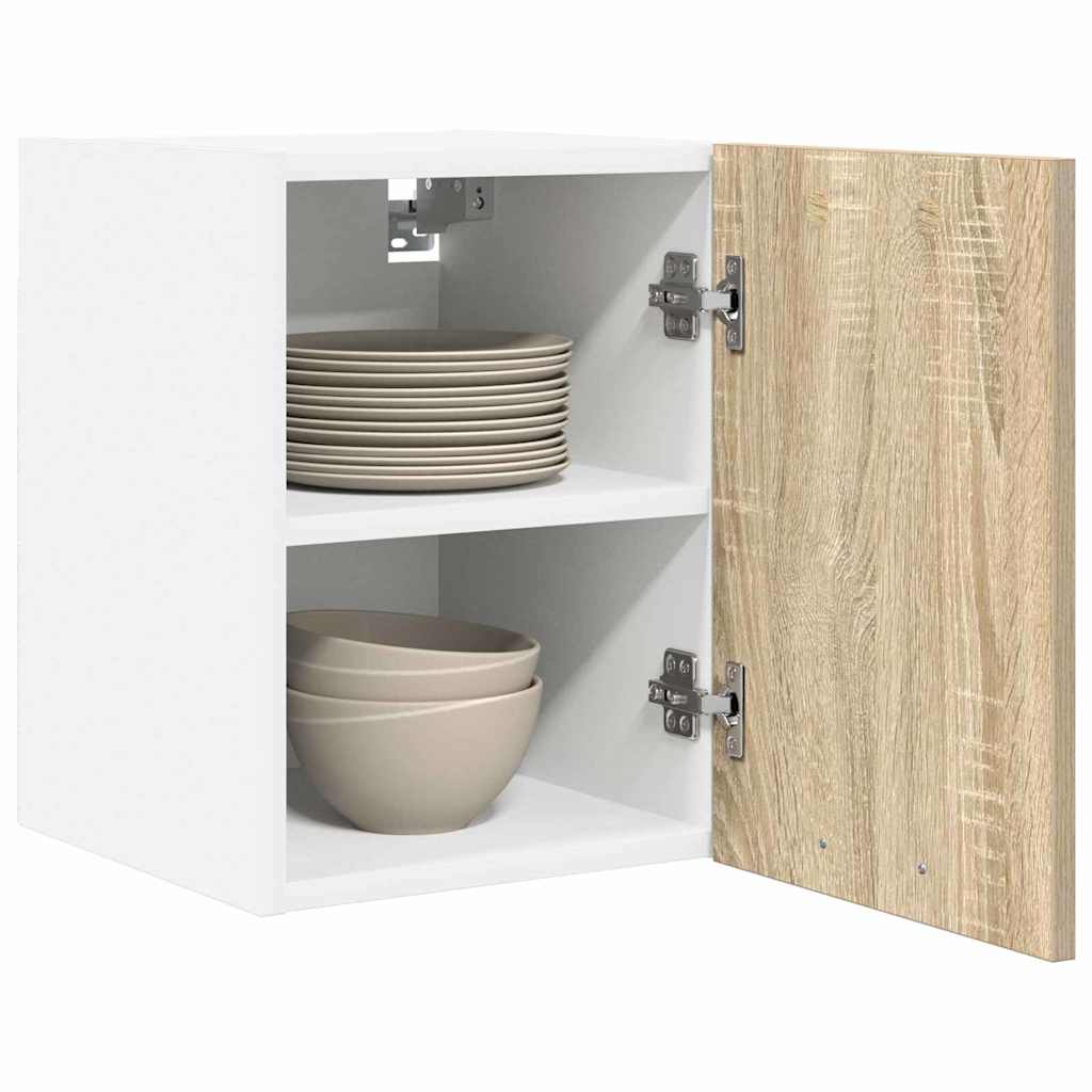 vidaXL Hängeschrank mit Speicher Sonoma-Eiche und Weiß 30 x 31 x 40 cm