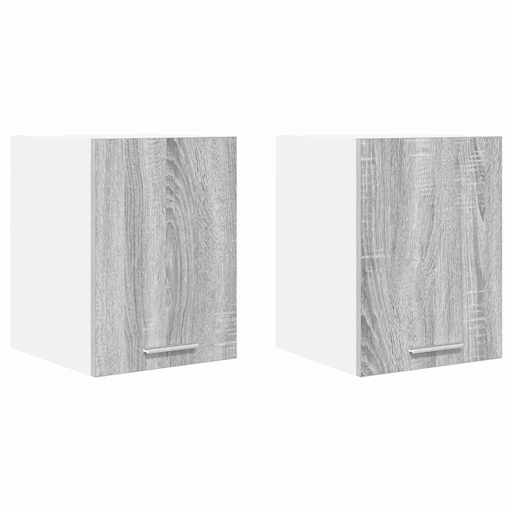 Hängeschrank mit Tür 2 pcs Grau Sonoma und Weiß 30 x 31 x 40 cm