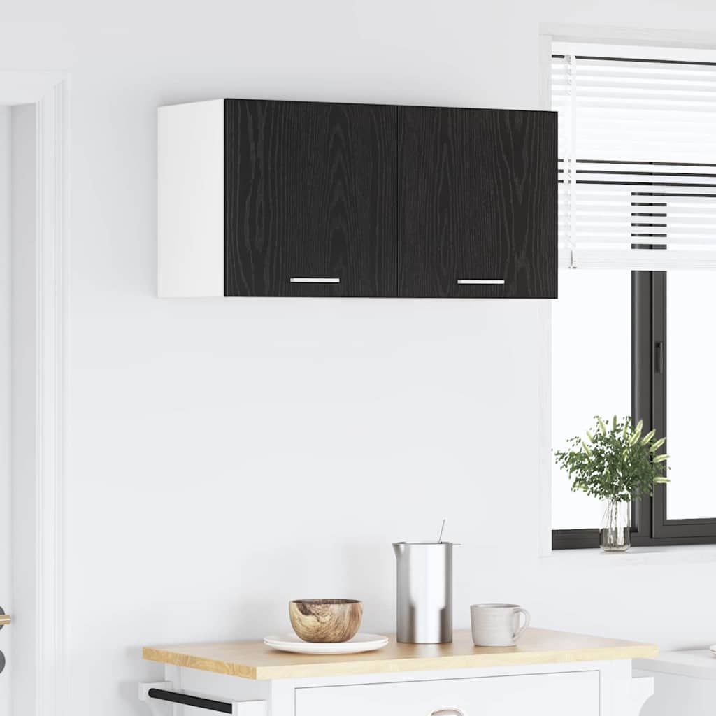 vidaXL Hängeschrank mit Tür Schwarze Eiche und Weiß 40 x 31 x 40 cm