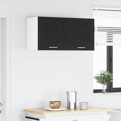 vidaXL Hängeschrank mit Tür Schwarze Eiche und Weiß 40 x 31 x 40 cm