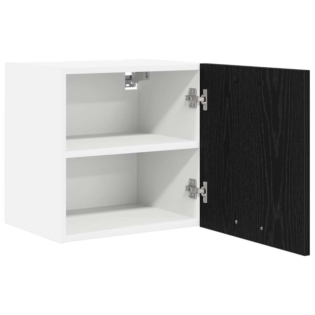 vidaXL Hängeschrank mit Tür Schwarze Eiche und Weiß 40 x 31 x 40 cm