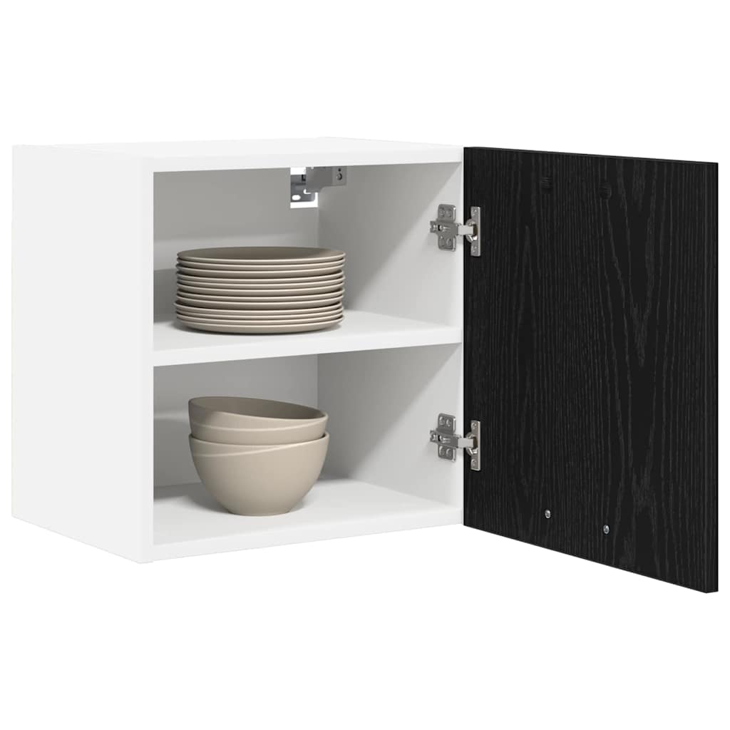 vidaXL Hängeschrank mit Tür Schwarze Eiche und Weiß 40 x 31 x 40 cm
