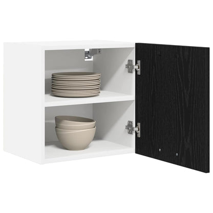 vidaXL Hängeschrank mit Tür Schwarze Eiche und Weiß 40 x 31 x 40 cm