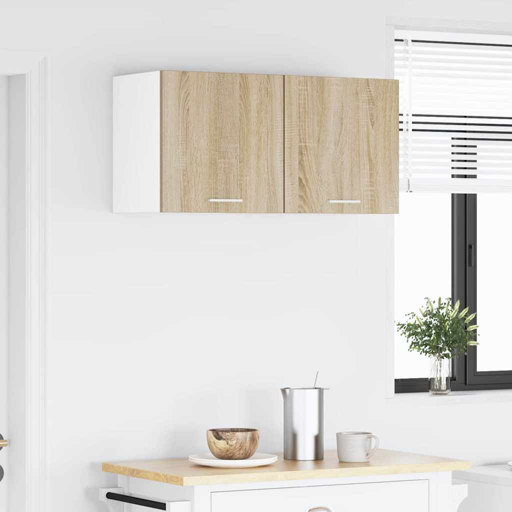 vidaXL Hängeschrank mit Speicher Sonoma-Eiche und Weiß 40 x 31 x 40 cm