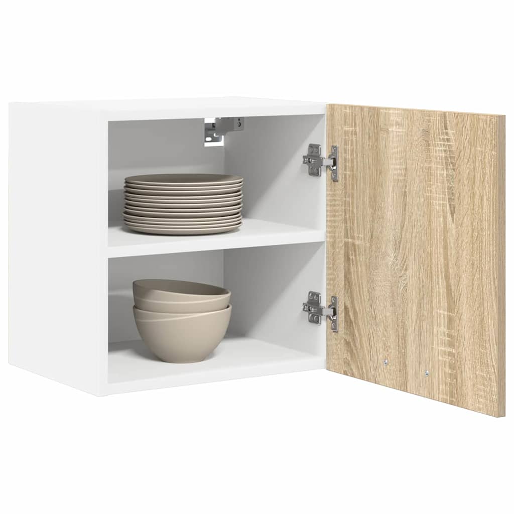 vidaXL Hängeschrank mit Speicher Sonoma-Eiche und Weiß 40 x 31 x 40 cm