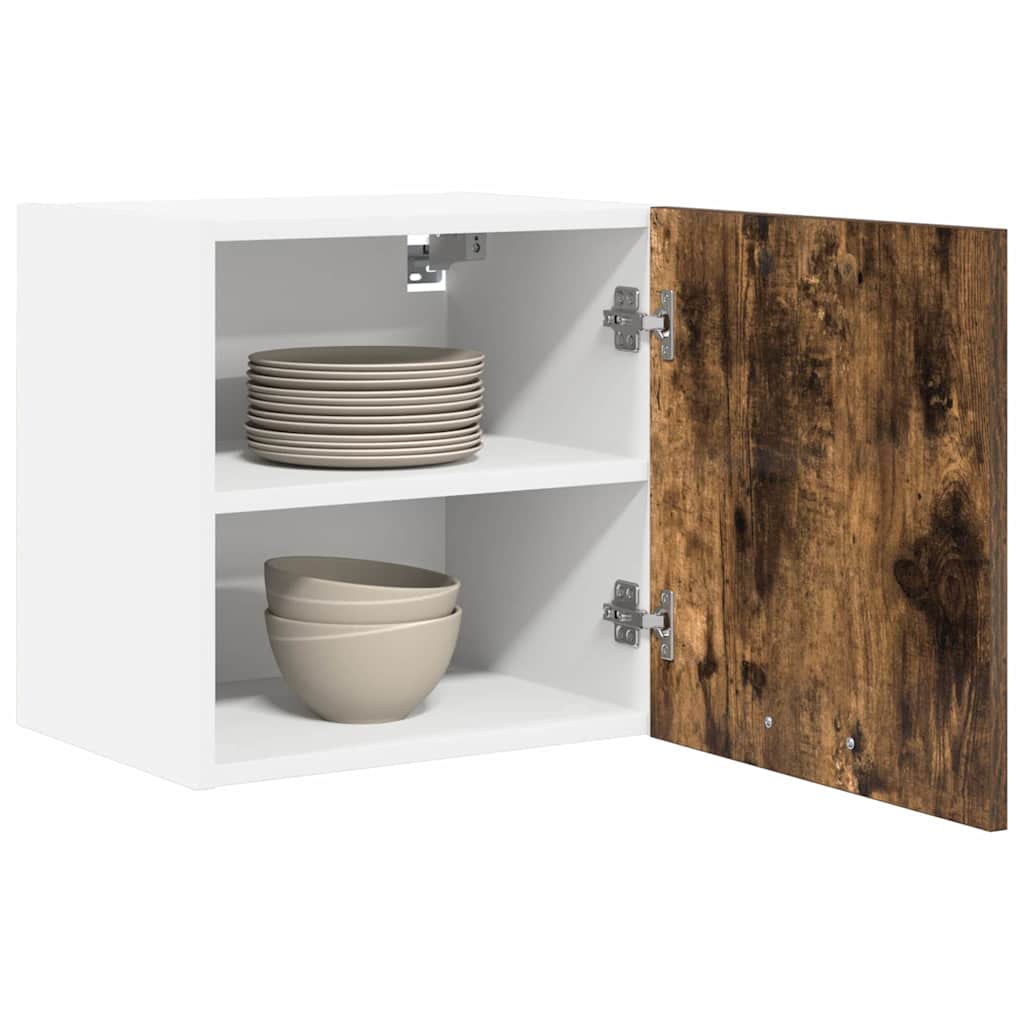 vidaXL Hängeschrank mit Tür Geräucherte Eiche und Weiß 40 x 31 x 40 cm