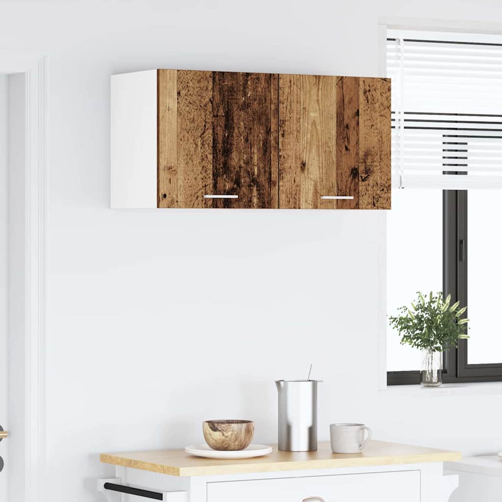 vidaXL Hängeschrank mit Tür 2 pcs Altes Holz und Weiß 40 x 31 x 40 cm