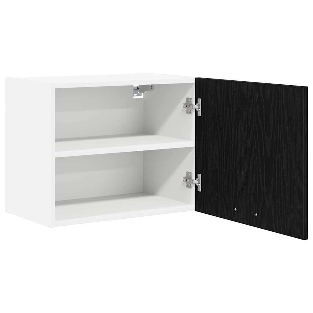 vidaXL Hängeschrank mit Tür Schwarze Eiche und Weiß 50 x 31 x 40 cm