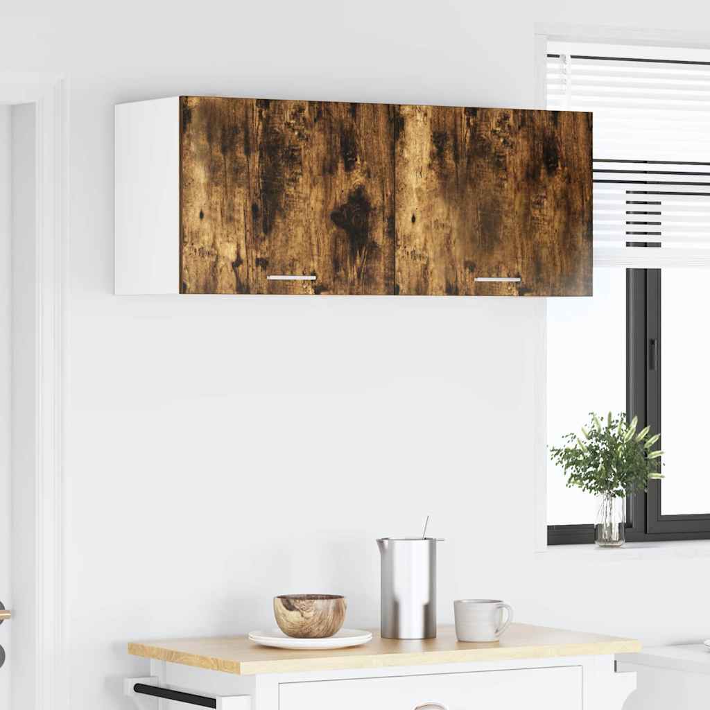 vidaXL Hängeschrank mit Tür Geräucherte Eiche und Weiß 50 x 31 x 40 cm