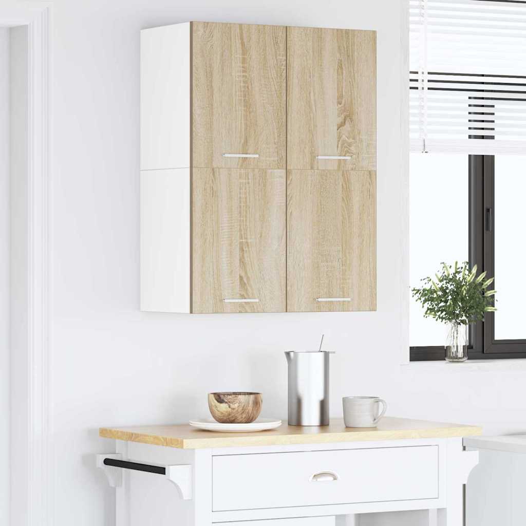vidaXL Hängeschrank 2 pcs Sonoma-Eiche und Weiß 60 x 31 x 40 cm