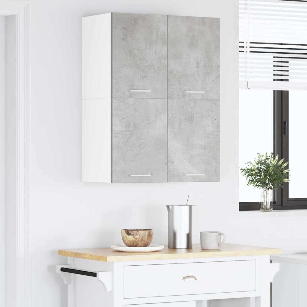 vidaXL Hängeschrank mit Tür 2 pcs Betongrau und Weiß 60 x 31 x 40 cm