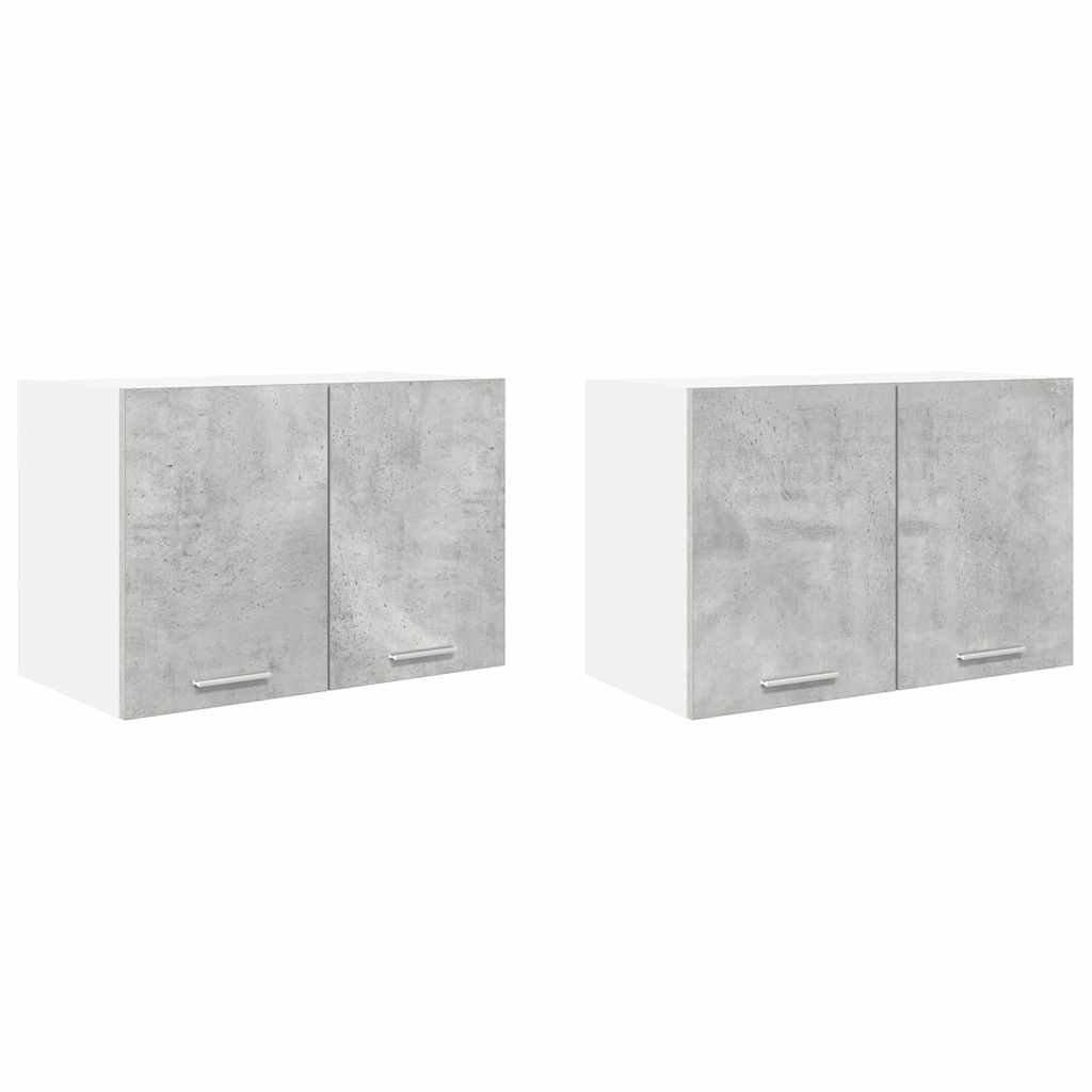 vidaXL Hängeschrank mit Tür 2 pcs Betongrau und Weiß 60 x 31 x 40 cm