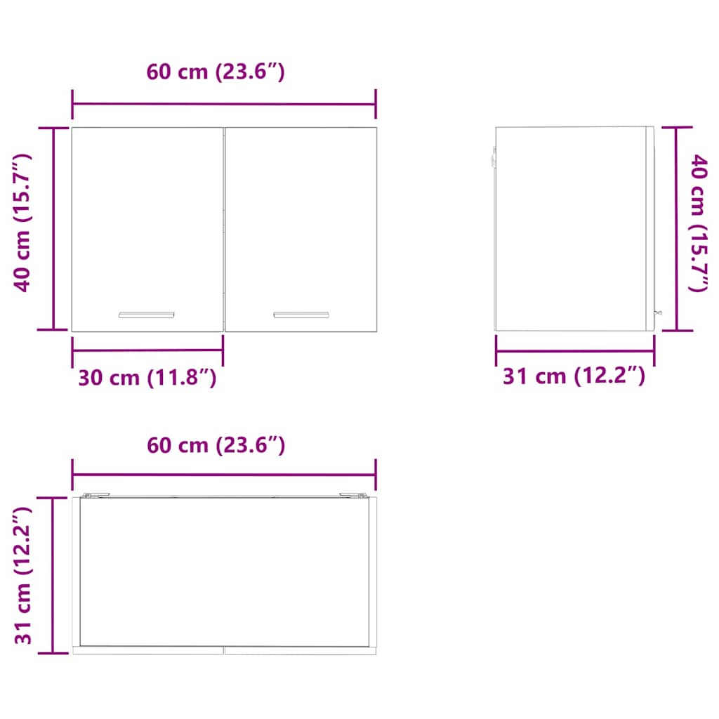 vidaXL Hängeschrank mit Tür Geräucherte Eiche und Weiß 60 x 31 x 40 cm