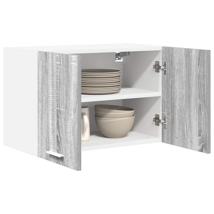 Hängeschrank mit Tür 2 pcs Grau Sonoma und Weiß 60 x 31 x 40 cm