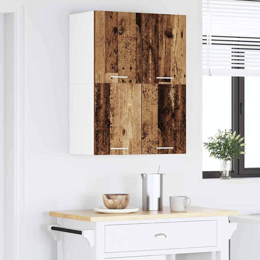 vidaXL Hängeschrank mit Tür 2 pcs Altes Holz und Weiß 60 x 31 x 40 cm