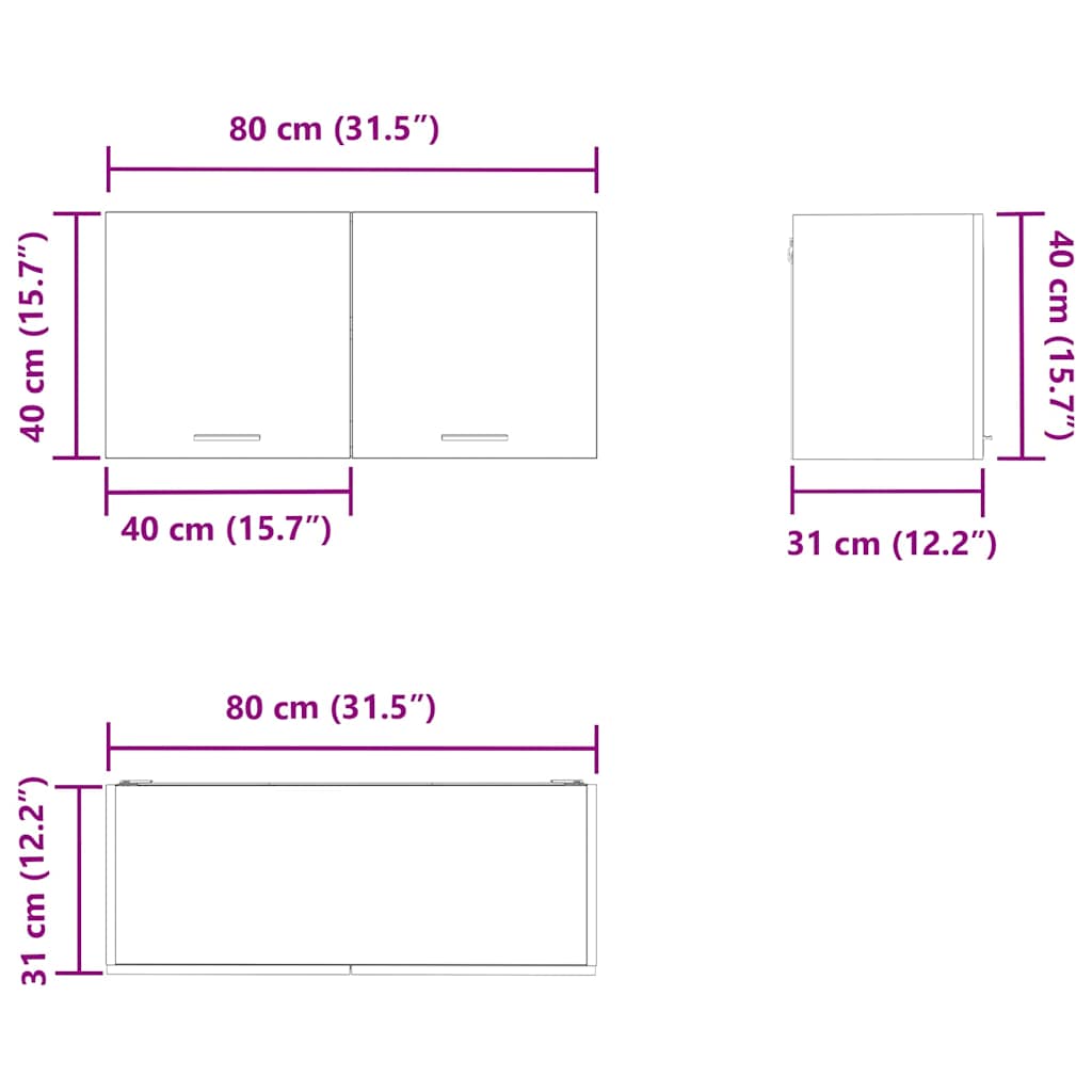 vidaXL Hängeschrank mit Tür Beton Grau 80 x 31 x 40 cm Holzwerkstoff