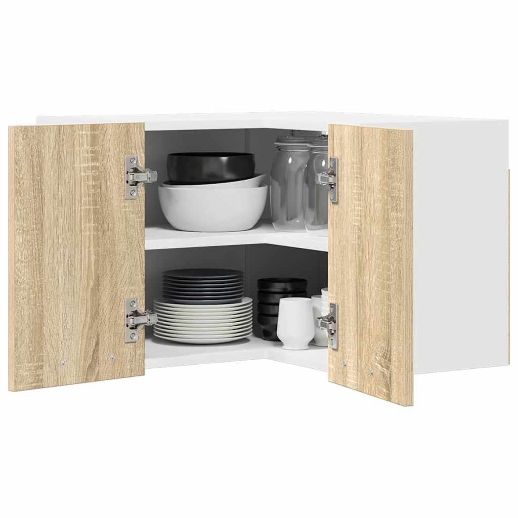 vidaXL Hängeschrank mit Speicher Sonoma-Eiche und Weiß 57 x 57 x 40 cm