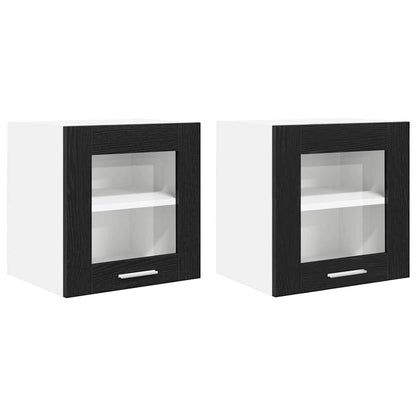 vidaXL Hängeschrank mit Tür 2 pcs Schwarz Eichen-Optik 40 x 31 x 40 cm