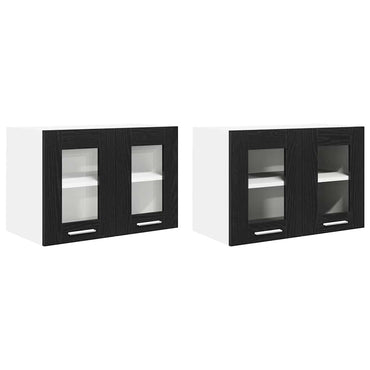 vidaXL Hängeschrank mit Tür 2 pcs Schwarz Eichen-Optik 60 x 31 x 40 cm