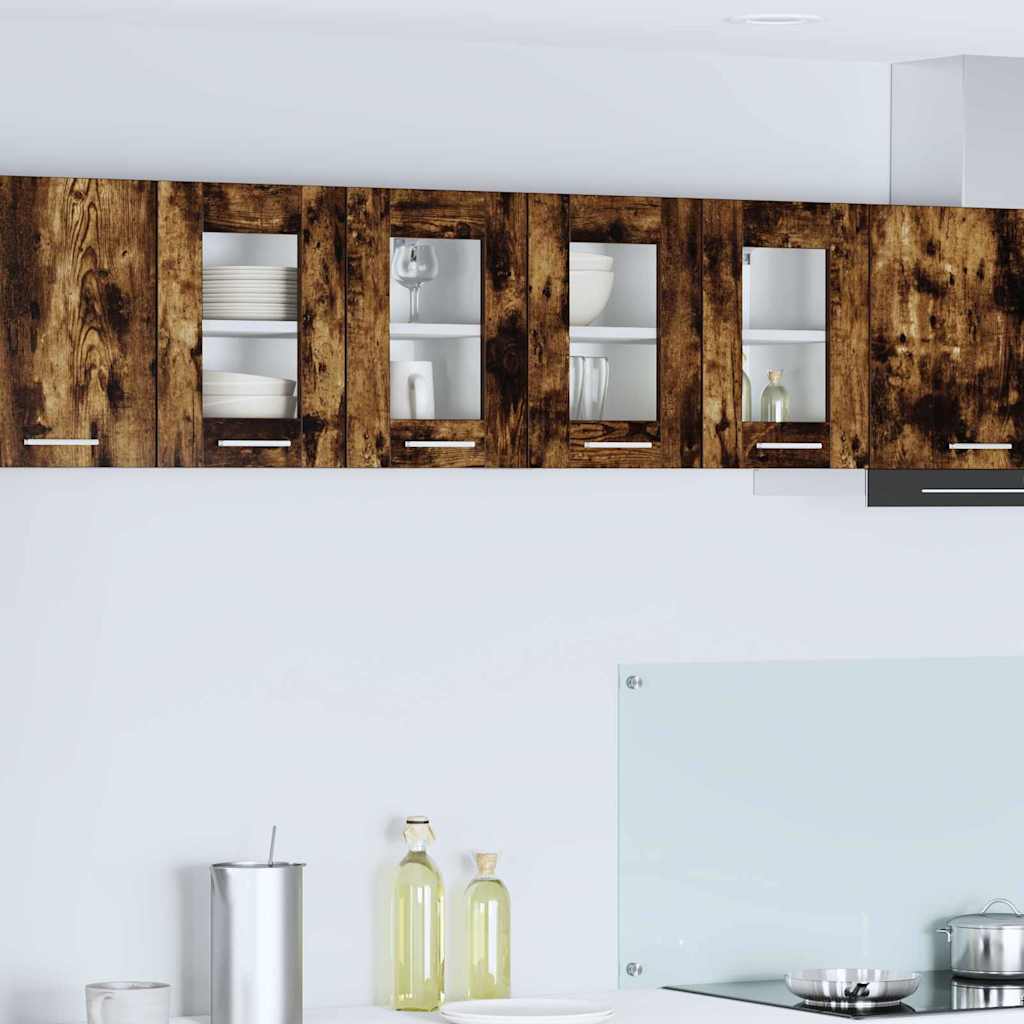 Hängeschrank mit Tür 2 pcs Geräucherte Eiche 60 x 31 x 40 cm