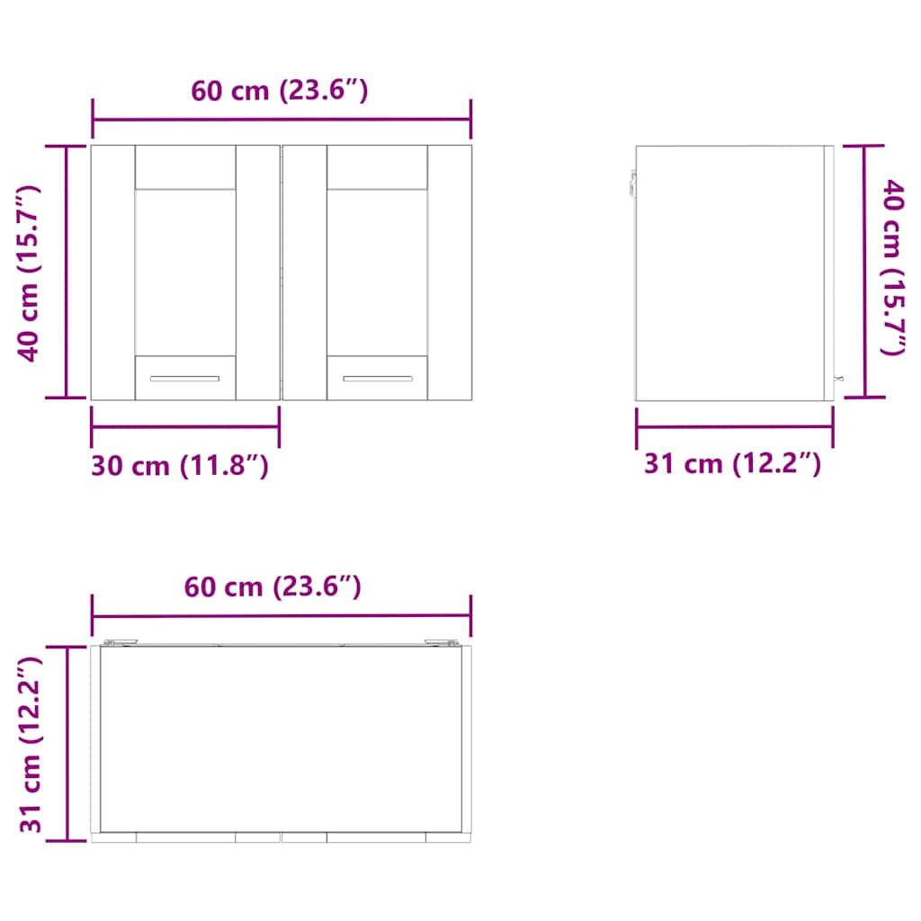 vidaXL Hängeschrank mit Speicher Altholz 60 x 31 x 40 cm Holzwerkstoff
