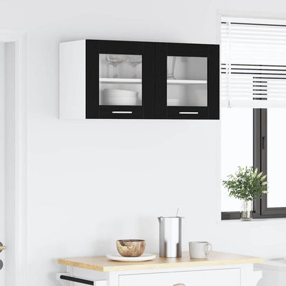 vidaXL Hängeschrank mit Tür Schwarze Eiche und Weiß 80 x 31 x 40 cm