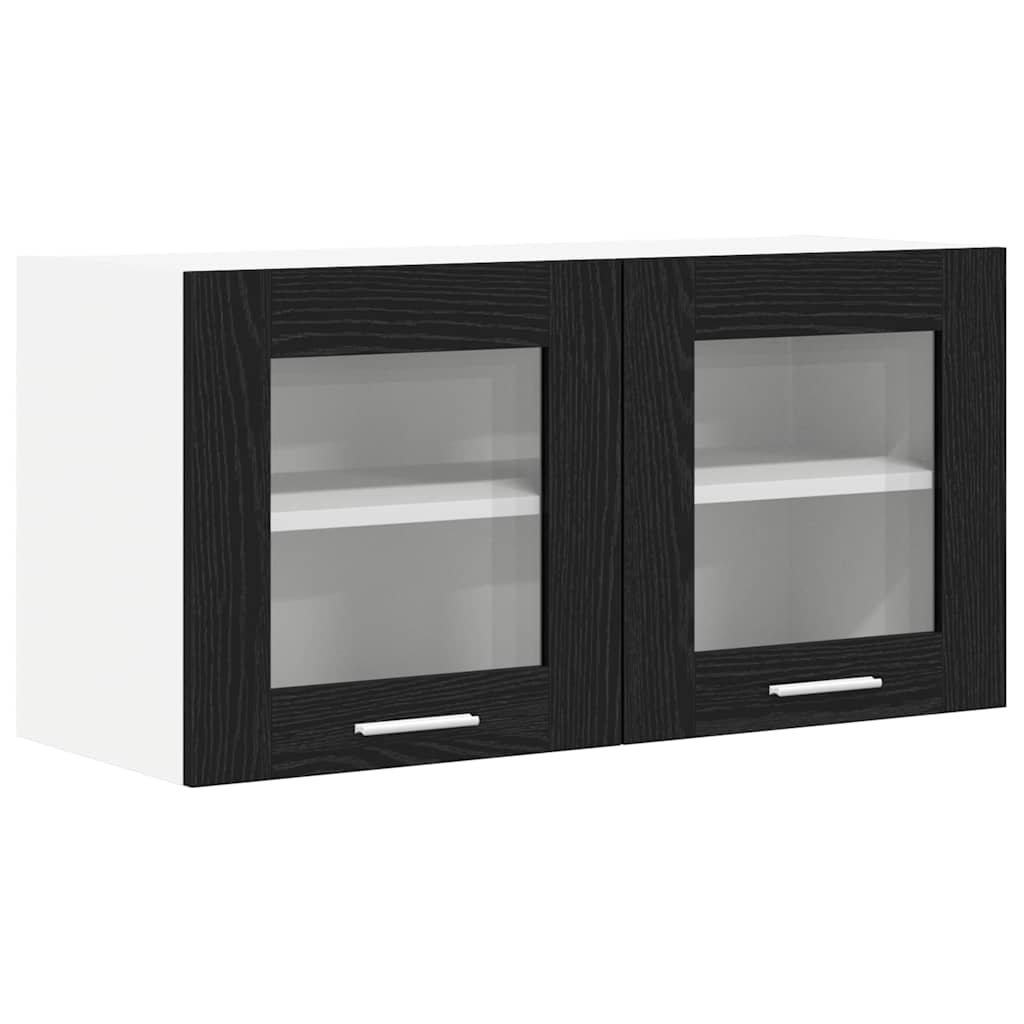 vidaXL Hängeschrank mit Tür Schwarze Eiche und Weiß 80 x 31 x 40 cm